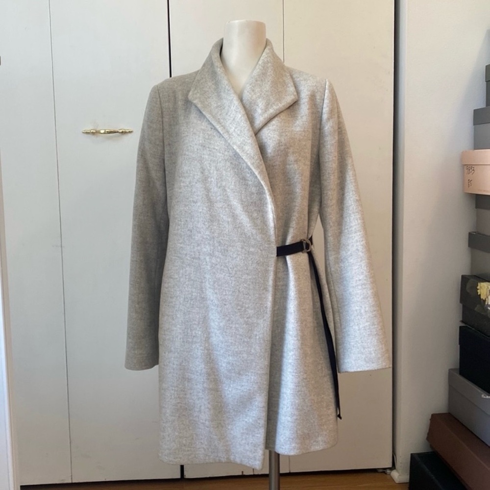 Zara Light Gray Coat with Belt